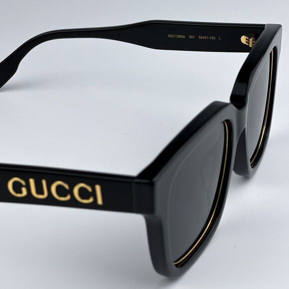 NEW Gucci GG1136SA 001 Black/Gold Grey Square Women Sunglasses GG 1136SA - Picture 11 of 14